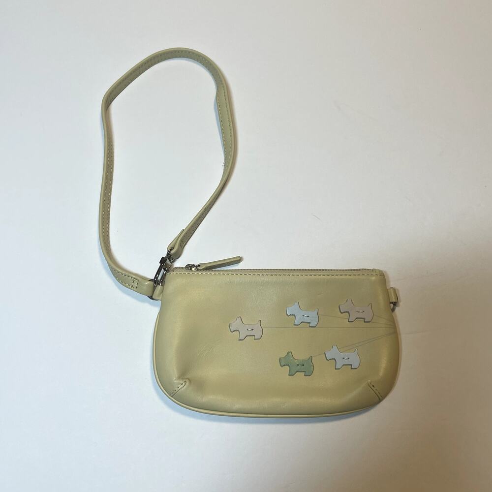 Radley London Butter Yellow Leather Wristlet Mini Bag Vintage Y2K Dog Classic